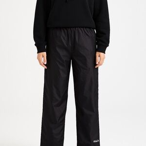 Vintage FILA Black Baggy 90s Hip‑Hop Track Pants | M | White Drawstring Joggers